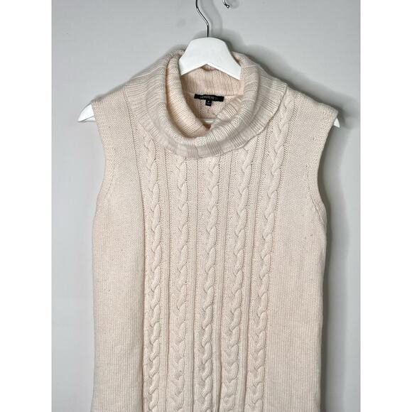 Lafayette 148 New York Cable-Knit Turtleneck Sweater Ivory Cream Women's Petite - Picture 3 of 8